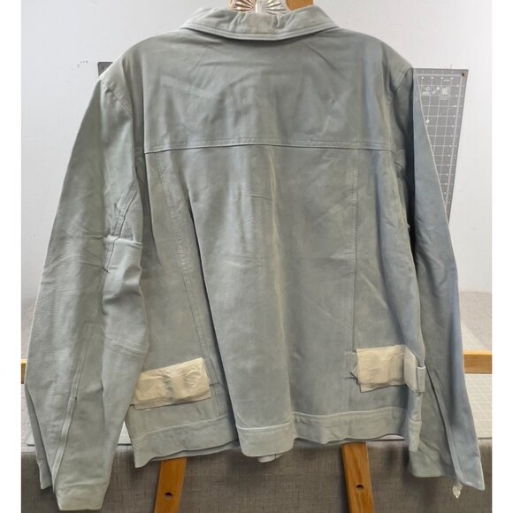 Denim & Co. Women’s Leather Waist Jacket Sz L New w/Tags Zip Front Blue - Picture 3 of 7